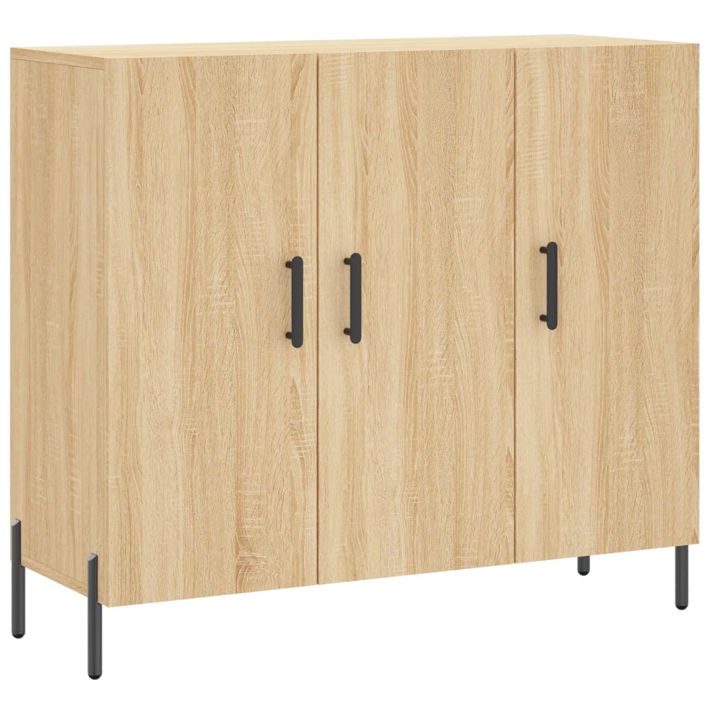 Dressoir 90X34X80 Cm Bewerkt Hout Sonoma Eikenkleurig