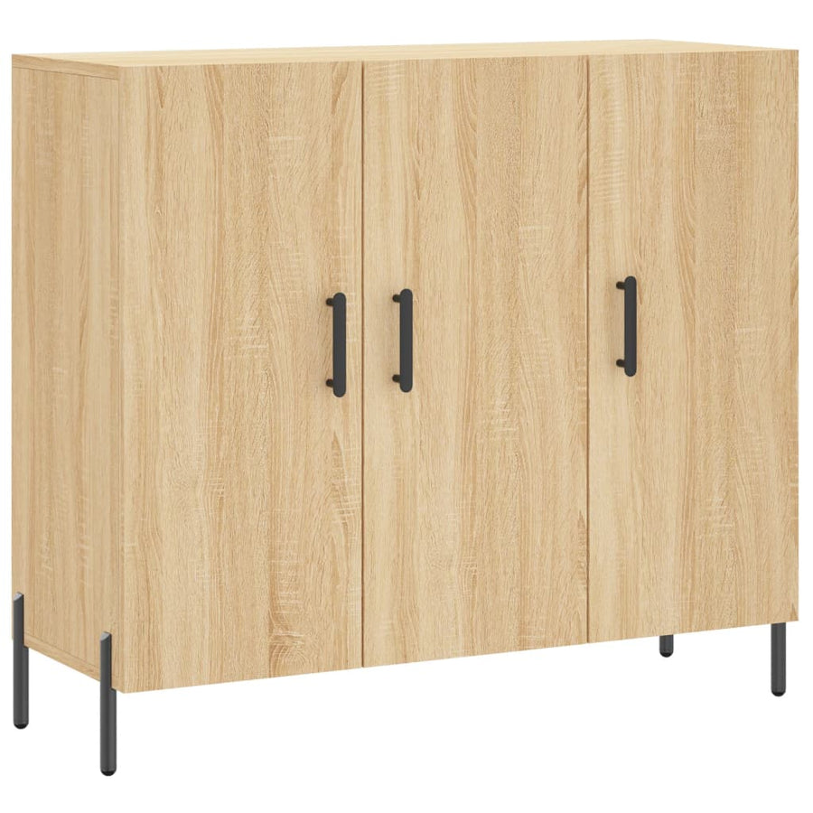 Dressoir 90X34X80 Cm Bewerkt Hout Sonoma Eikenkleurig