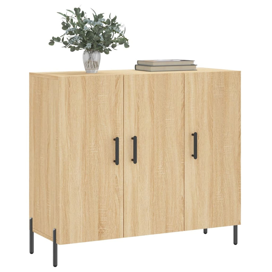 Dressoir 90X34X80 Cm Bewerkt Hout Sonoma Eikenkleurig