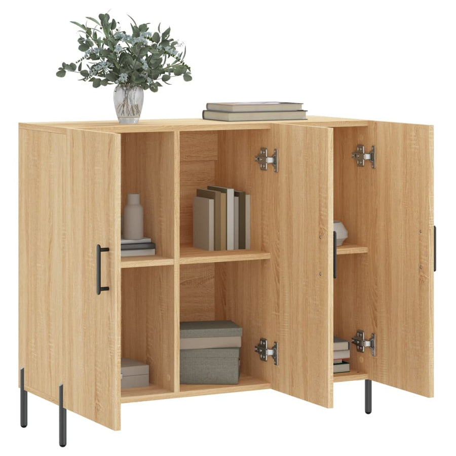 Dressoir 90X34X80 Cm Bewerkt Hout Sonoma Eikenkleurig