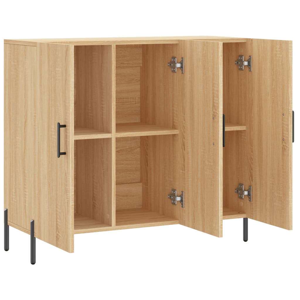 Dressoir 90X34X80 Cm Bewerkt Hout Sonoma Eikenkleurig