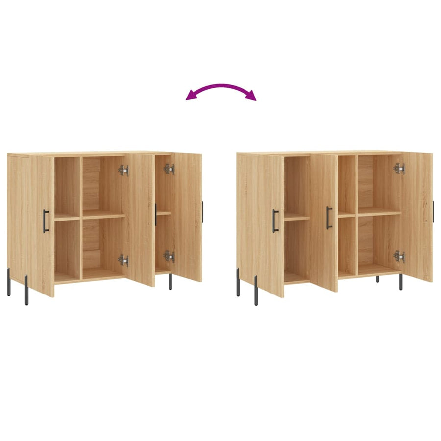 Dressoir 90X34X80 Cm Bewerkt Hout Sonoma Eikenkleurig