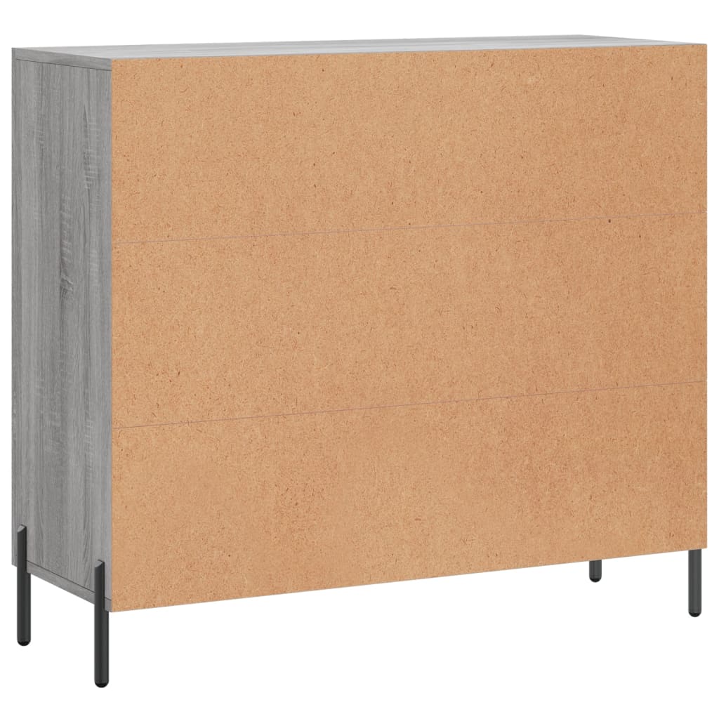 Dressoir 90x34x80 cm bewerkt hout grijs sonoma eikenkleurig