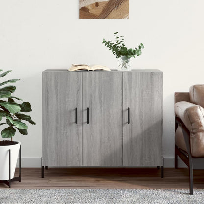 Dressoir 90x34x80 cm bewerkt hout grijs sonoma eikenkleurig