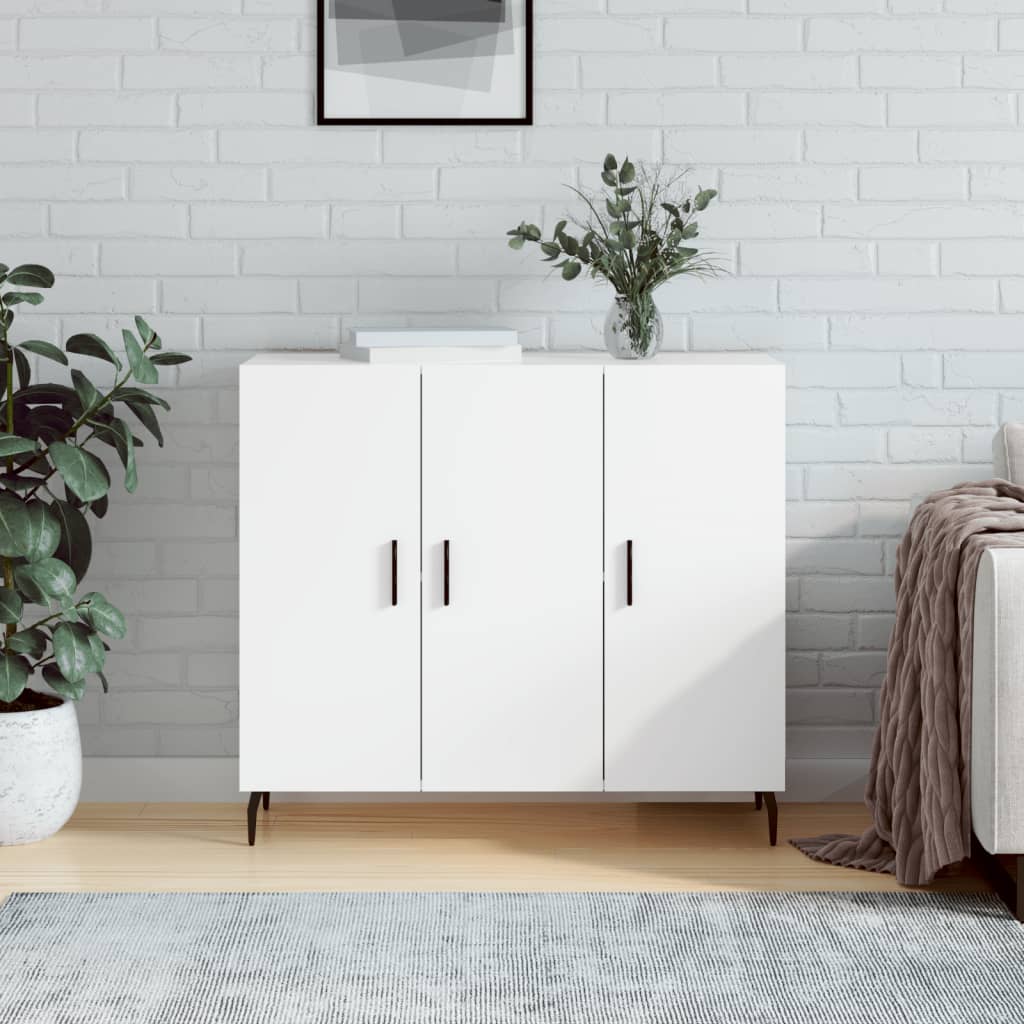 Dressoir 90X34X80 Cm Bewerkt Hout Wit