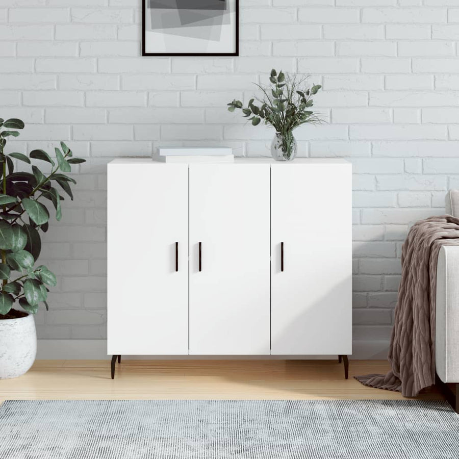 Dressoir 90X34X80 Cm Bewerkt Hout Wit
