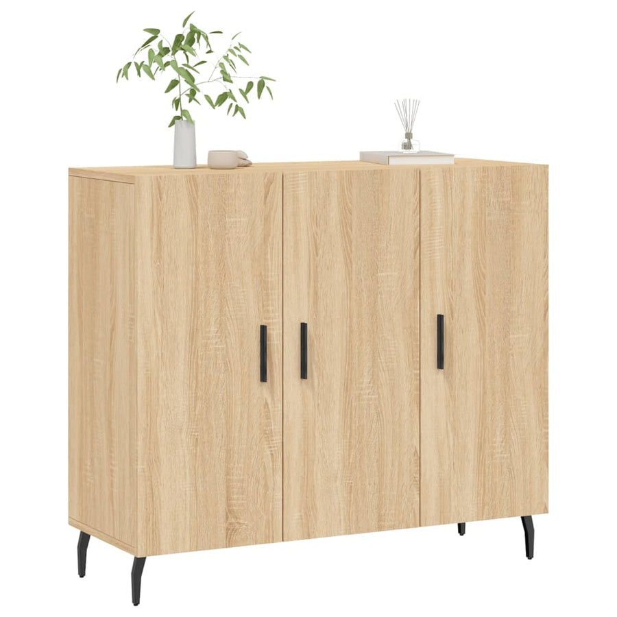 Dressoir 90X34X80 Cm Bewerkt Hout Kleurig Sonoma eiken