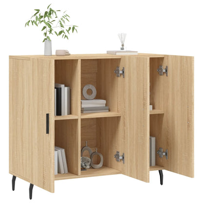 Dressoir 90X34X80 Cm Bewerkt Hout Kleurig Sonoma eiken