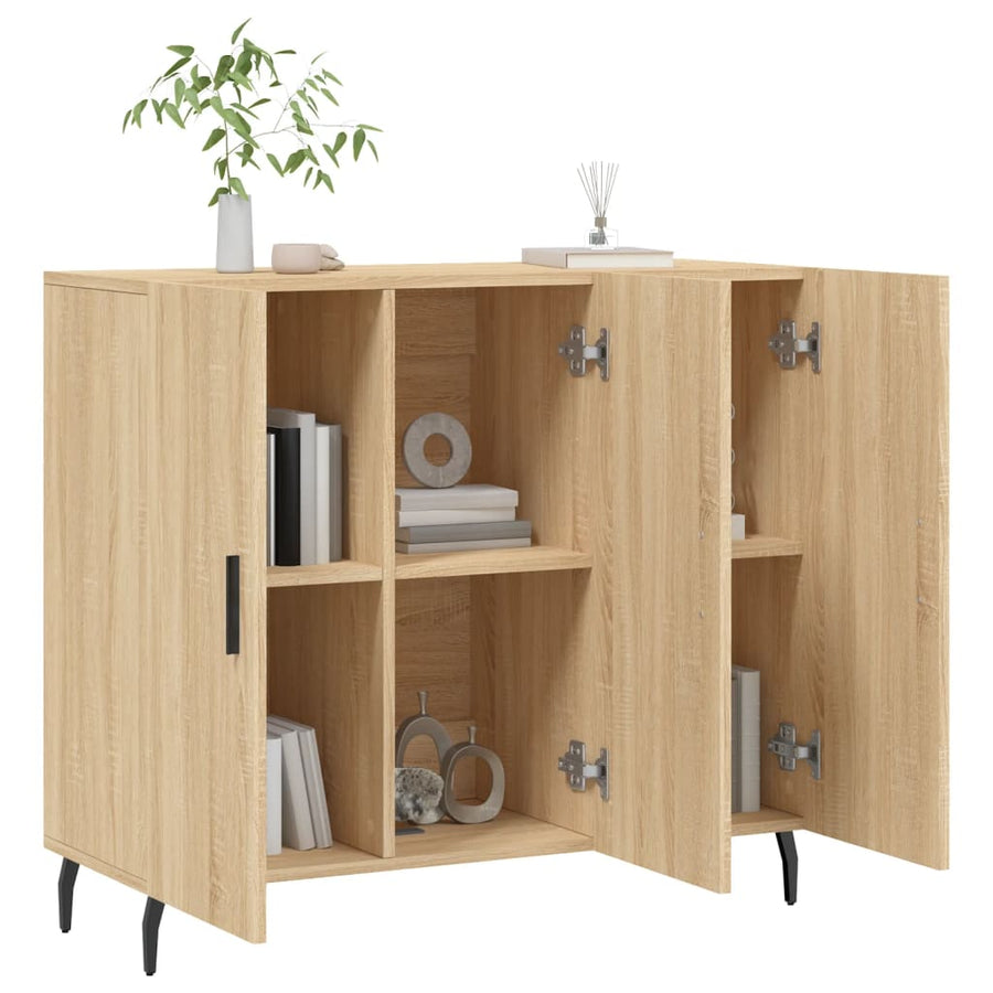 Dressoir 90X34X80 Cm Bewerkt Hout Kleurig Sonoma eiken