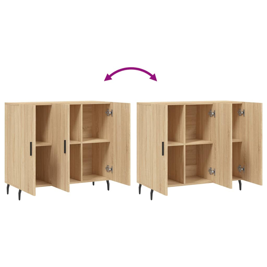 Dressoir 90X34X80 Cm Bewerkt Hout Kleurig Sonoma eiken