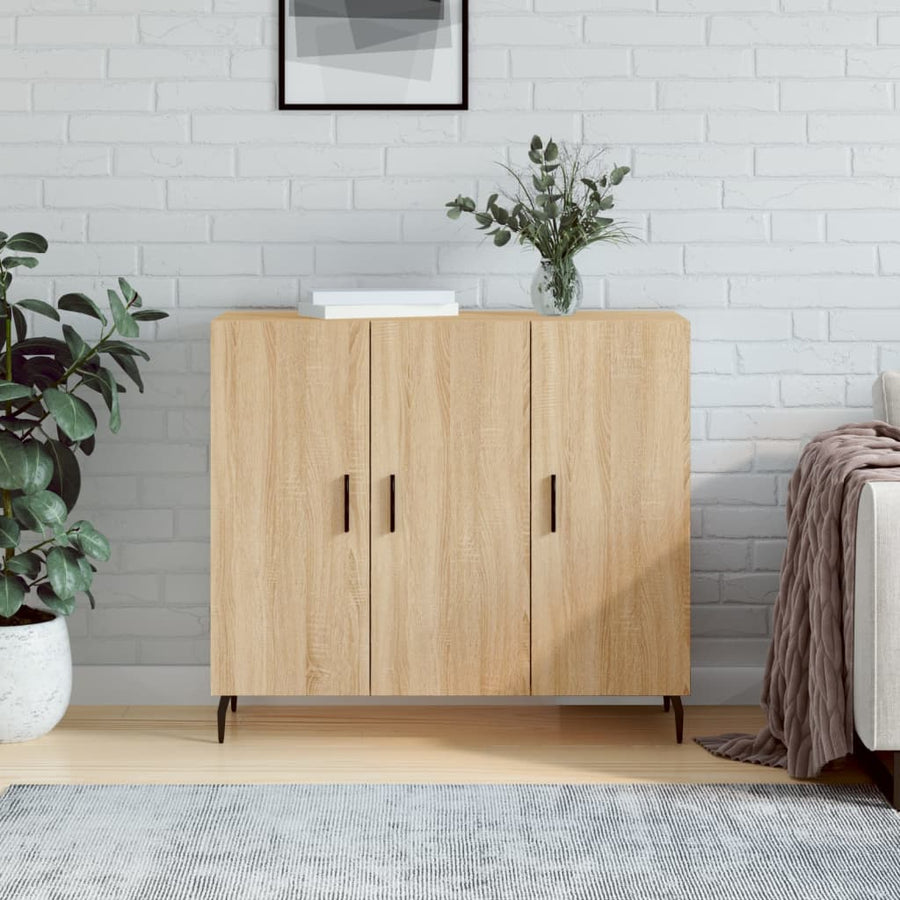 Dressoir 90X34X80 Cm Bewerkt Hout Kleurig Sonoma eiken