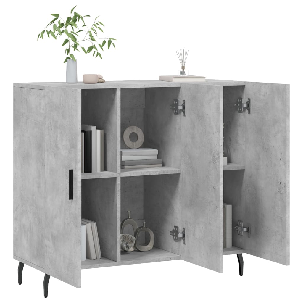 Dressoir 90x34x80 cm bewerkt hout betongrijs