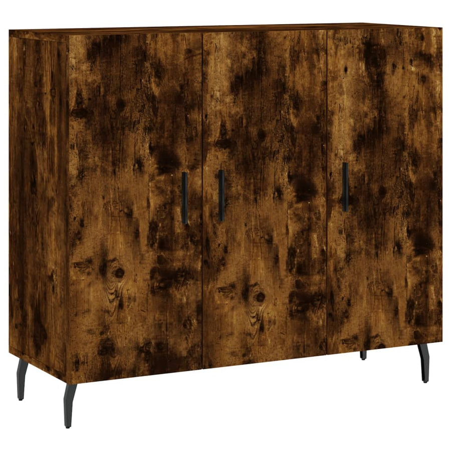 Dressoir 90X34X80 Cm Bewerkt Hout Gerookt Eikenkleurig