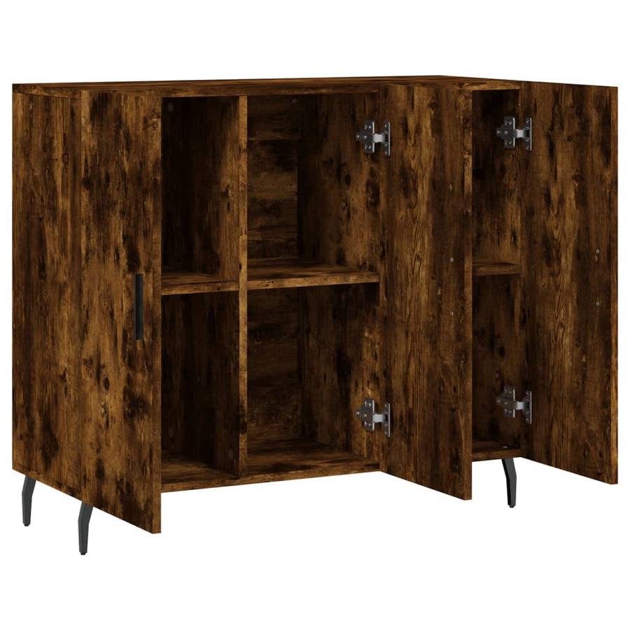 Dressoir 90X34X80 Cm Bewerkt Hout Gerookt Eikenkleurig