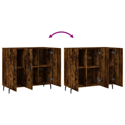 Dressoir 90X34X80 Cm Bewerkt Hout Gerookt Eikenkleurig