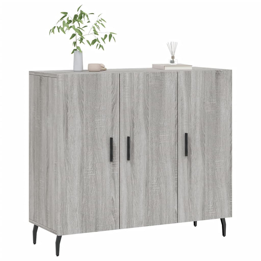 Dressoir 90X34X80 Cm Bewerkt Hout Grijs Sonoma Eikenkleurig