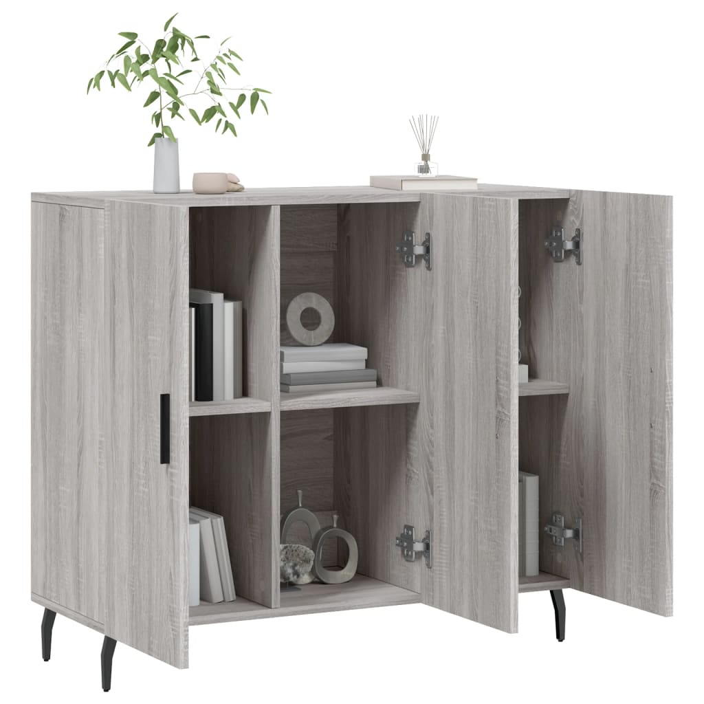 Dressoir 90X34X80 Cm Bewerkt Hout Grijs Sonoma Eikenkleurig