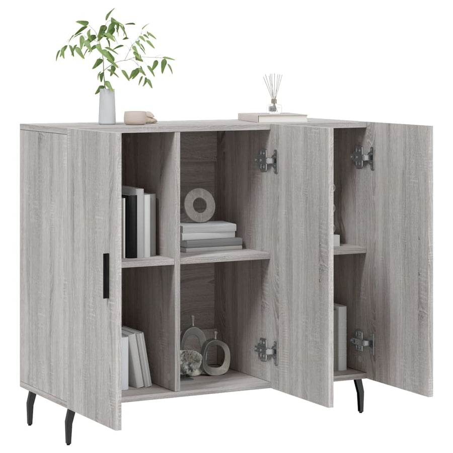 Dressoir 90X34X80 Cm Bewerkt Hout Grijs Sonoma Eikenkleurig