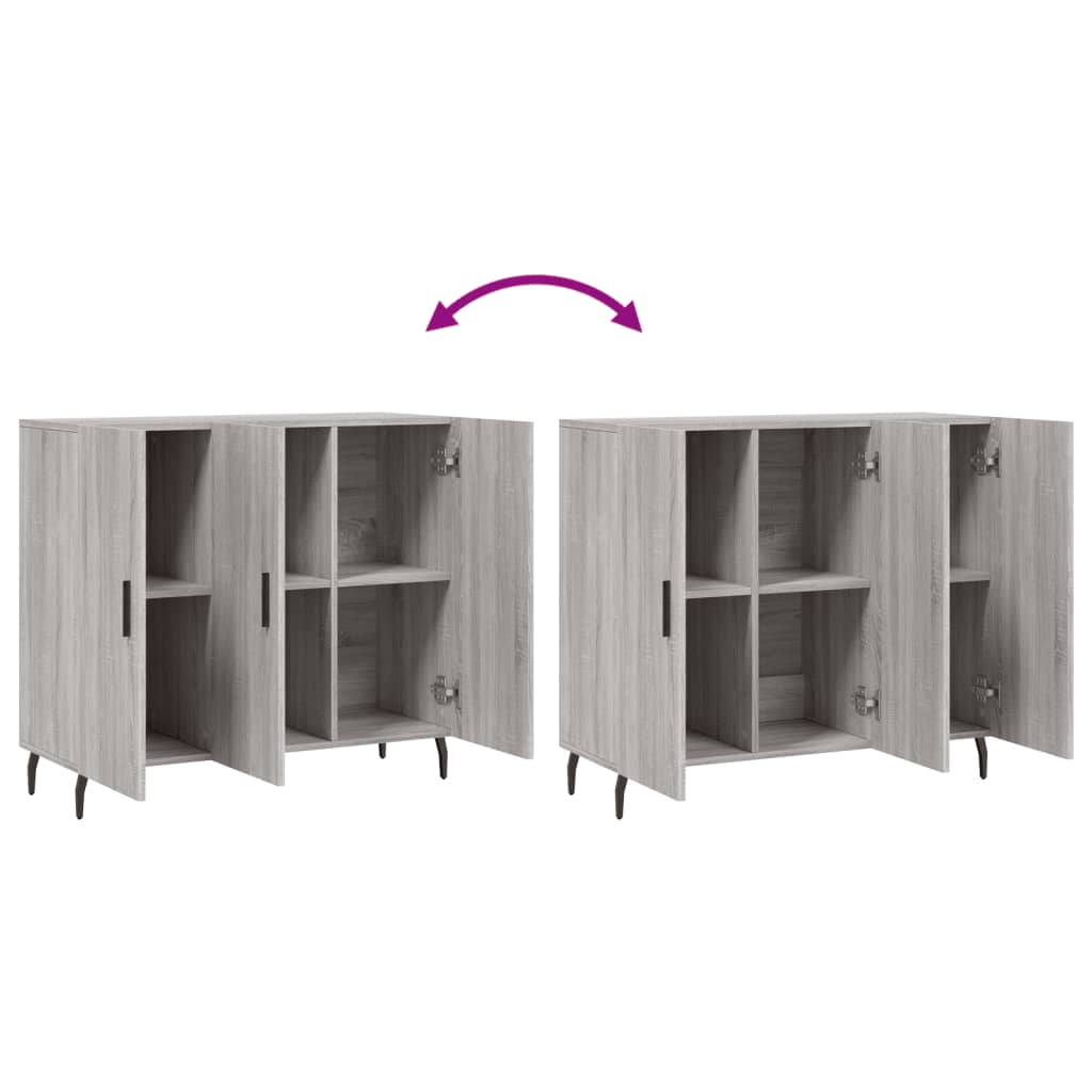Dressoir 90X34X80 Cm Bewerkt Hout Grijs Sonoma Eikenkleurig