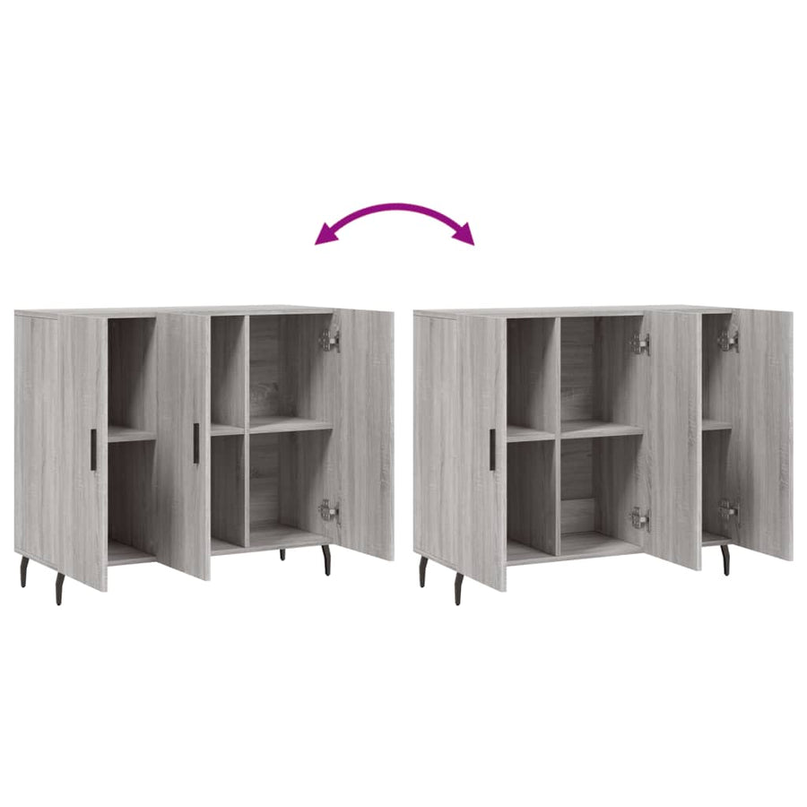 Dressoir 90X34X80 Cm Bewerkt Hout Grijs Sonoma Eikenkleurig