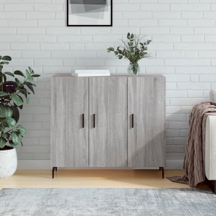 Dressoir 90X34X80 Cm Bewerkt Hout Grijs Sonoma Eikenkleurig