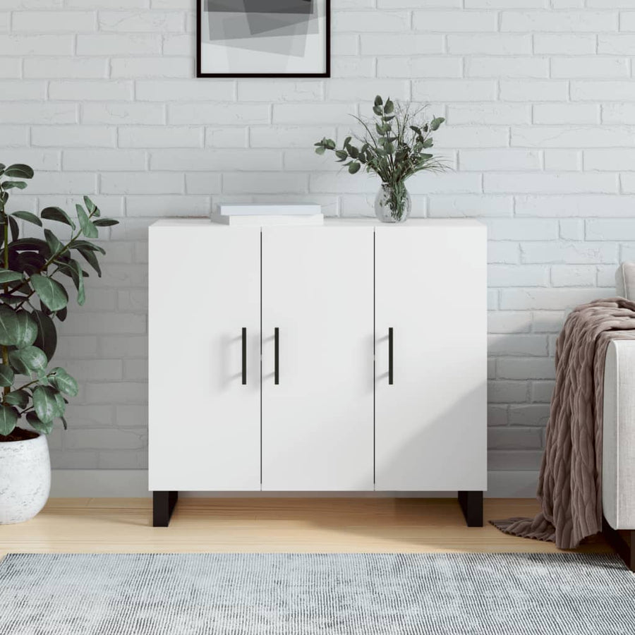 Dressoir 90X34X80 Cm Bewerkt Hout Wit