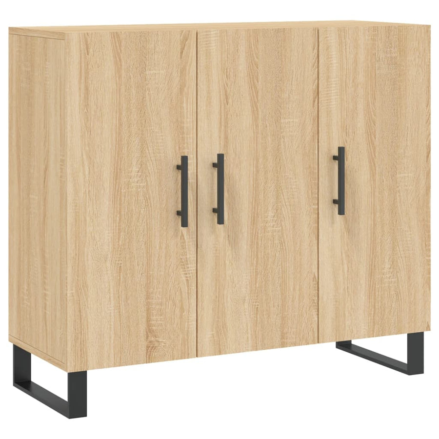 Dressoir 90X34X80 Cm Bewerkt Hout Sonoma Eikenkleurig