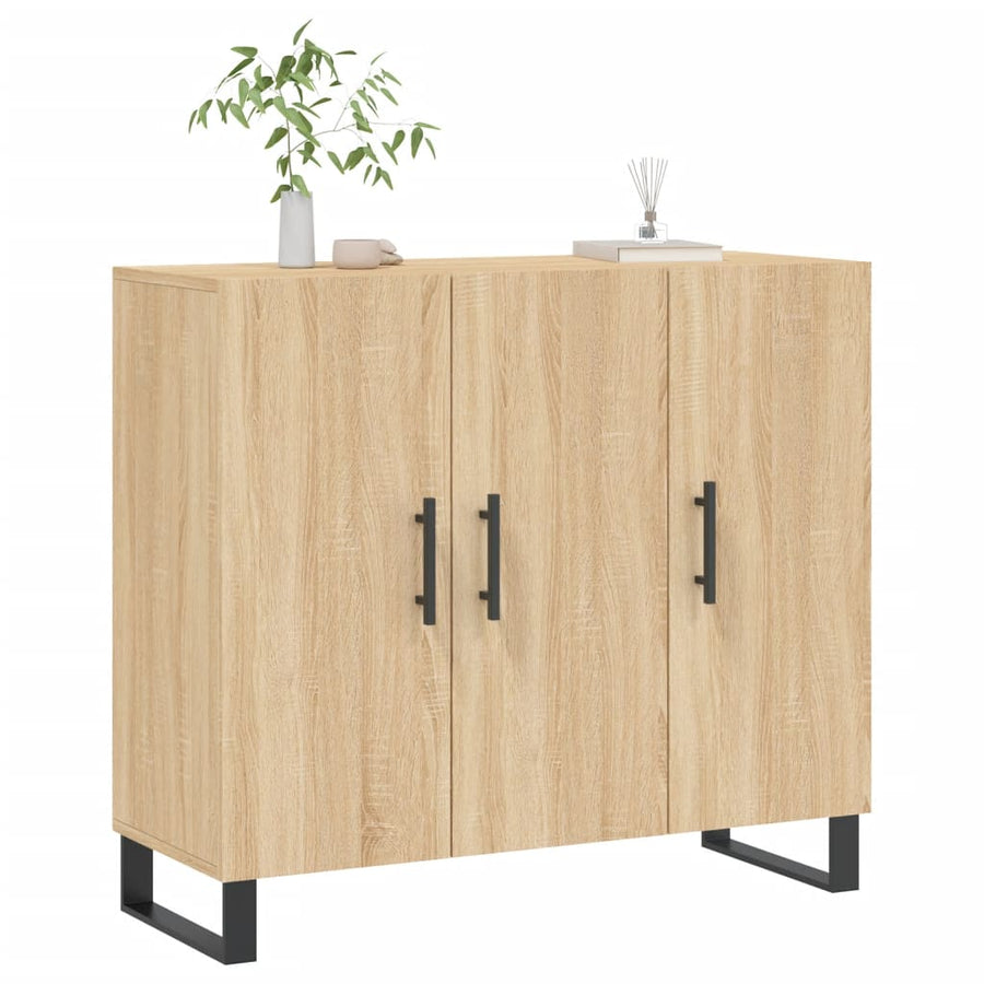 Dressoir 90X34X80 Cm Bewerkt Hout Sonoma Eikenkleurig