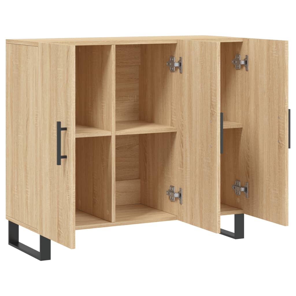 Dressoir 90X34X80 Cm Bewerkt Hout Sonoma Eikenkleurig