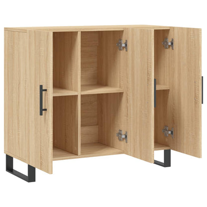 Dressoir 90X34X80 Cm Bewerkt Hout Sonoma Eikenkleurig