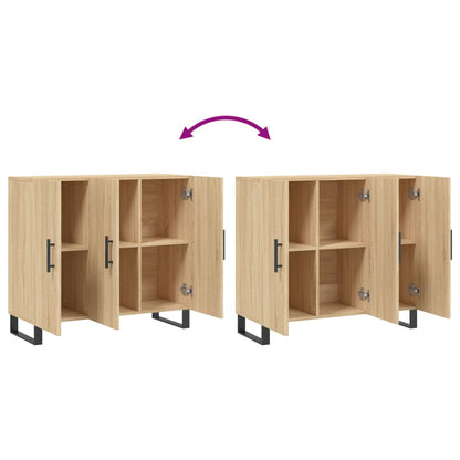 Dressoir 90X34X80 Cm Bewerkt Hout Sonoma Eikenkleurig