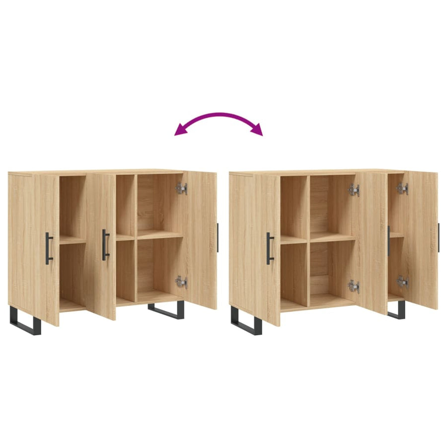 Dressoir 90X34X80 Cm Bewerkt Hout Sonoma Eikenkleurig