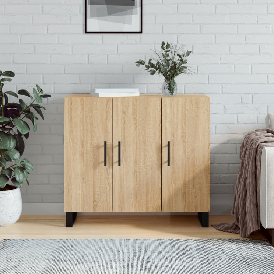 Dressoir 90X34X80 Cm Bewerkt Hout Sonoma Eikenkleurig