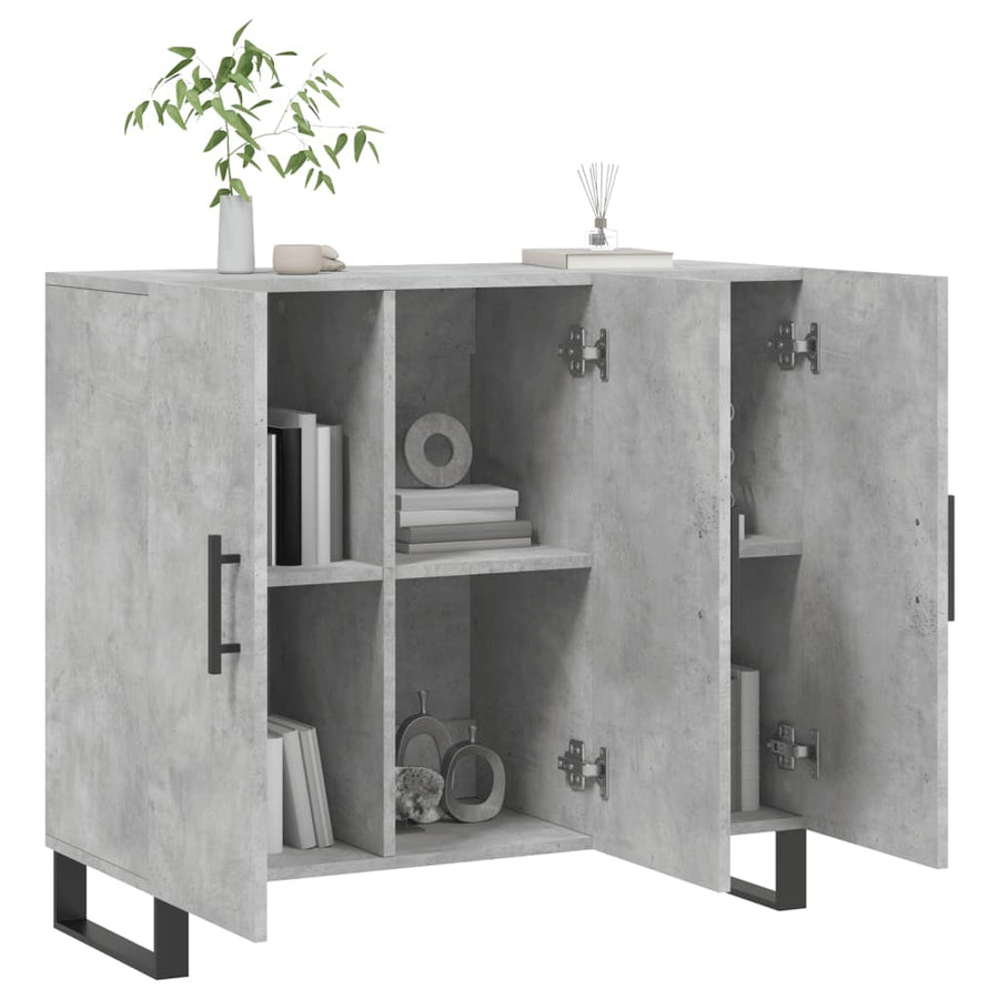 Dressoir 90X34X80 Cm Bewerkt Hout Betongrijs