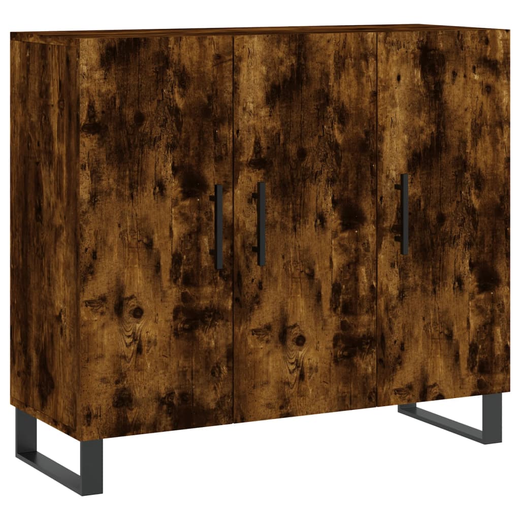 Dressoir 90X34X80 Cm Bewerkt Hout Gerookt Eikenkleurig