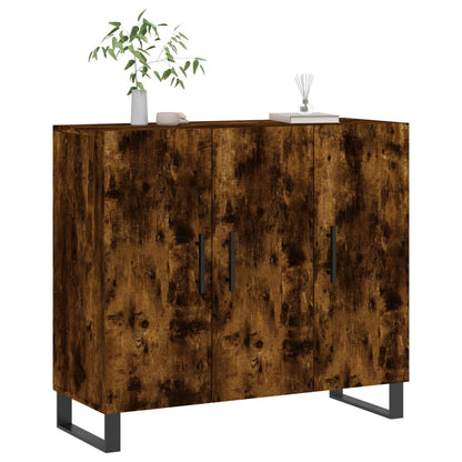 Dressoir 90X34X80 Cm Bewerkt Hout Gerookt Eikenkleurig