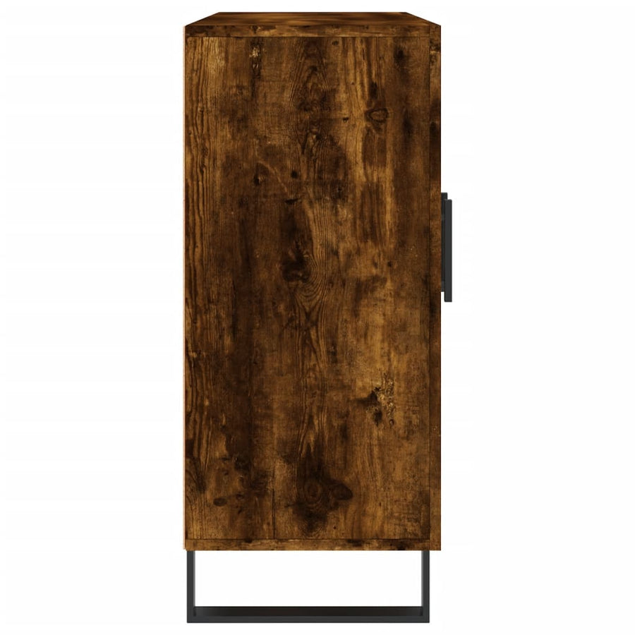 Dressoir 90X34X80 Cm Bewerkt Hout Gerookt Eikenkleurig