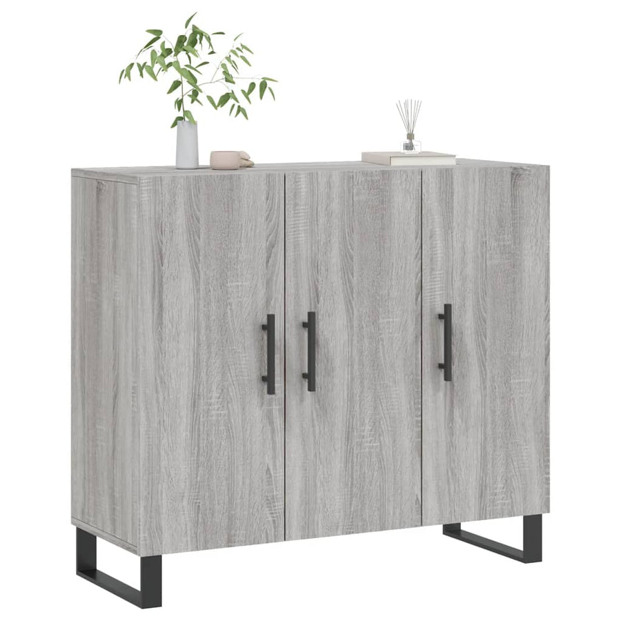 Dressoir 90X34X80 Cm Bewerkt Hout Grijs Sonoma Eikenkleurig