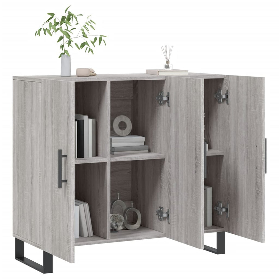 Dressoir 90X34X80 Cm Bewerkt Hout Grijs Sonoma Eikenkleurig