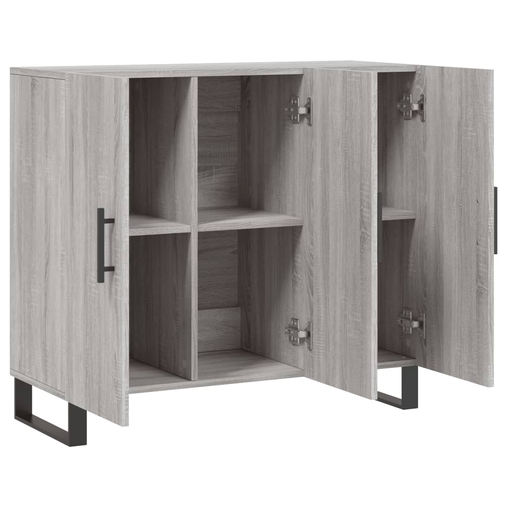 Dressoir 90X34X80 Cm Bewerkt Hout Grijs Sonoma Eikenkleurig