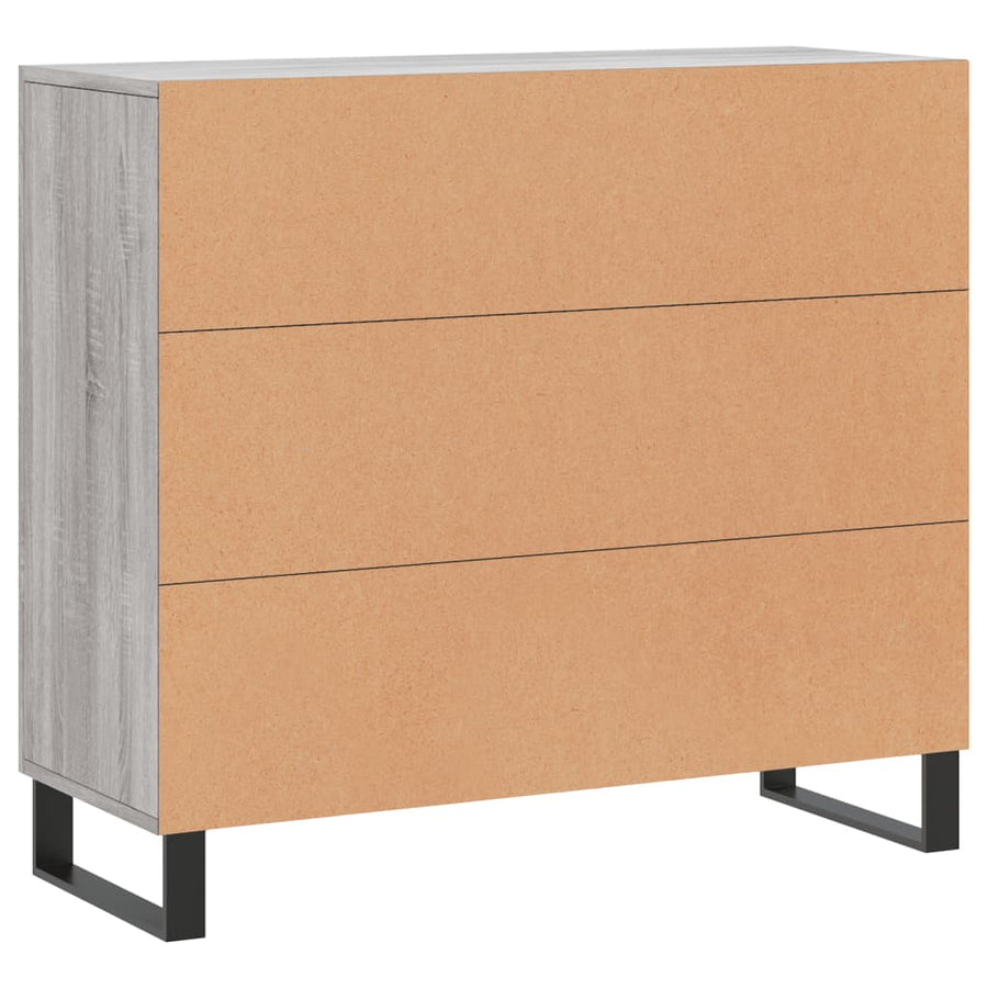 Dressoir 90X34X80 Cm Bewerkt Hout Grijs Sonoma Eikenkleurig