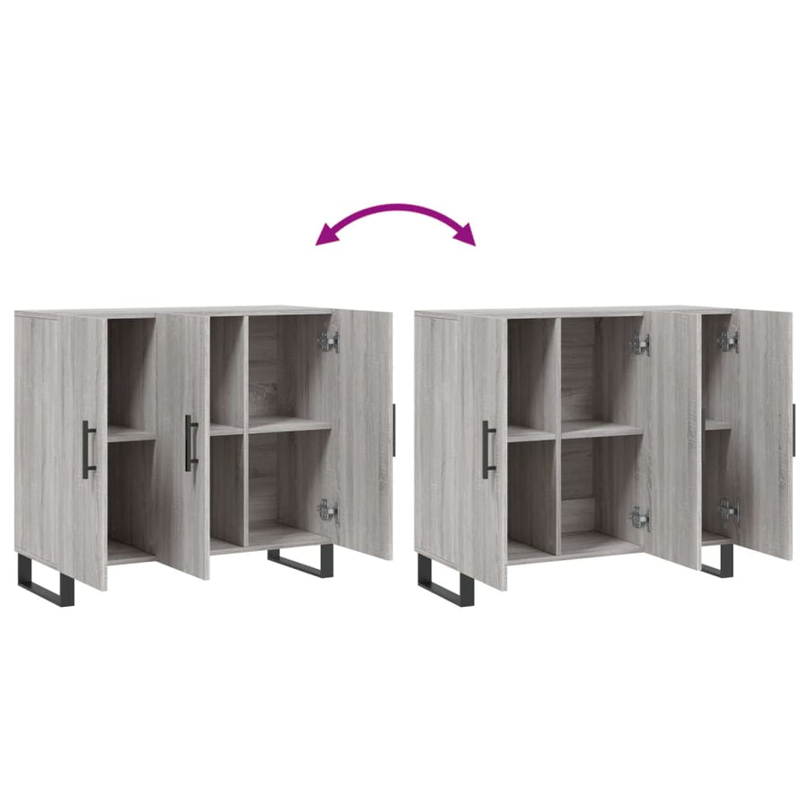 Dressoir 90X34X80 Cm Bewerkt Hout Grijs Sonoma Eikenkleurig