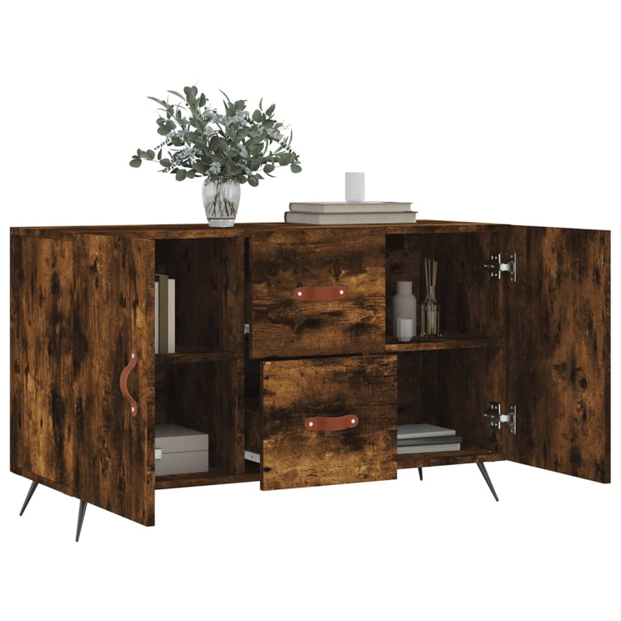 Dressoir 100X36X60 Cm Bewerkt Hout Kleurig Gerookt eiken