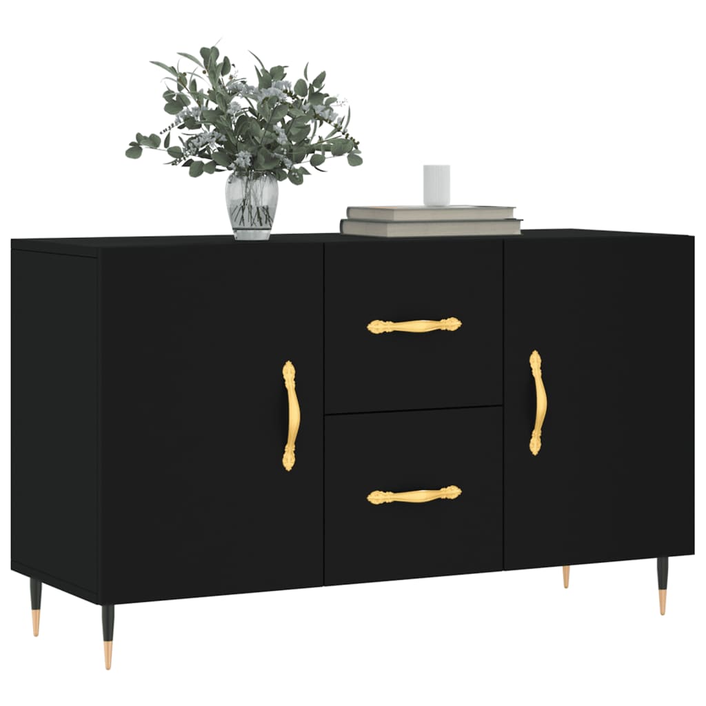 Dressoir 100X36X60 Cm Bewerkt Hout Zwart