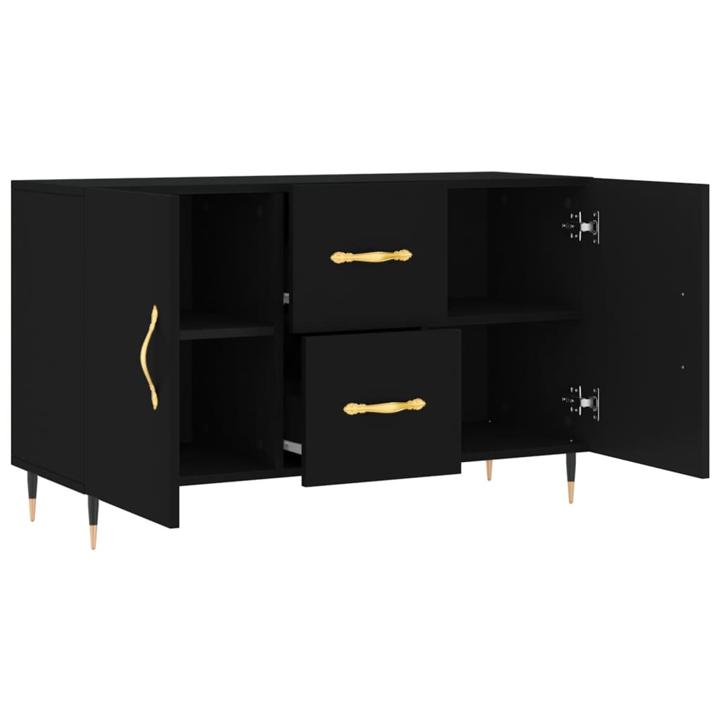 Dressoir 100X36X60 Cm Bewerkt Hout Zwart