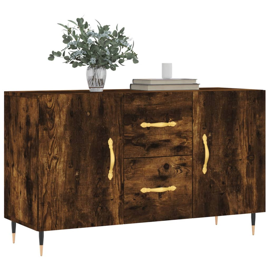 Dressoir 100X36X60 Cm Bewerkt Hout Gerookt Eikenkleurig