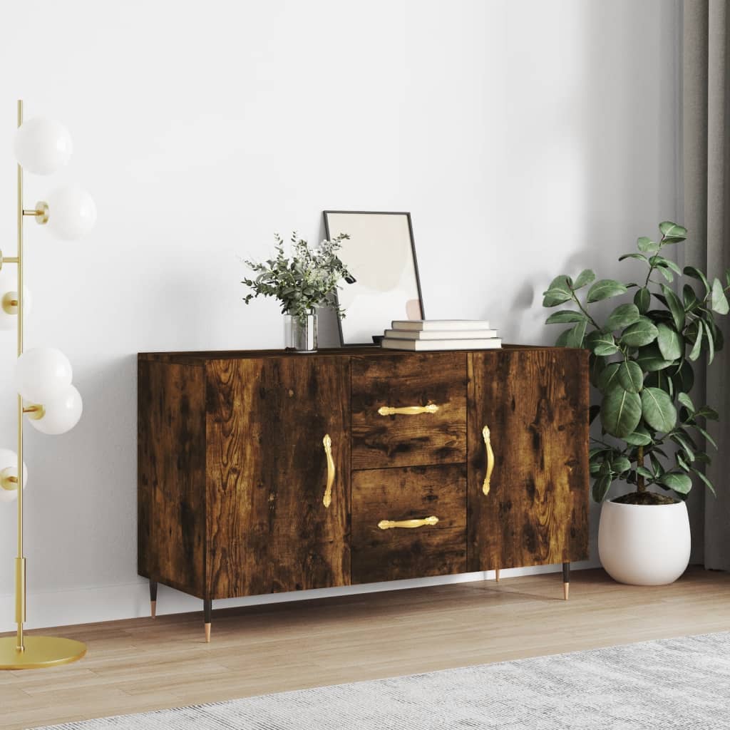 Dressoir 100X36X60 Cm Bewerkt Hout Gerookt Eikenkleurig