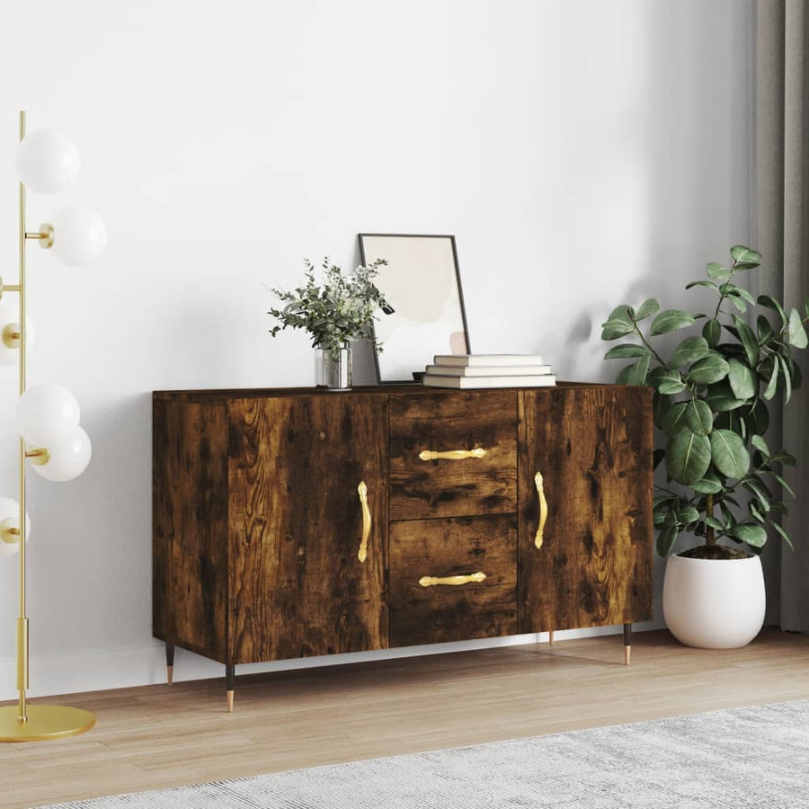 Dressoir 100X36X60 Cm Bewerkt Hout Gerookt Eikenkleurig