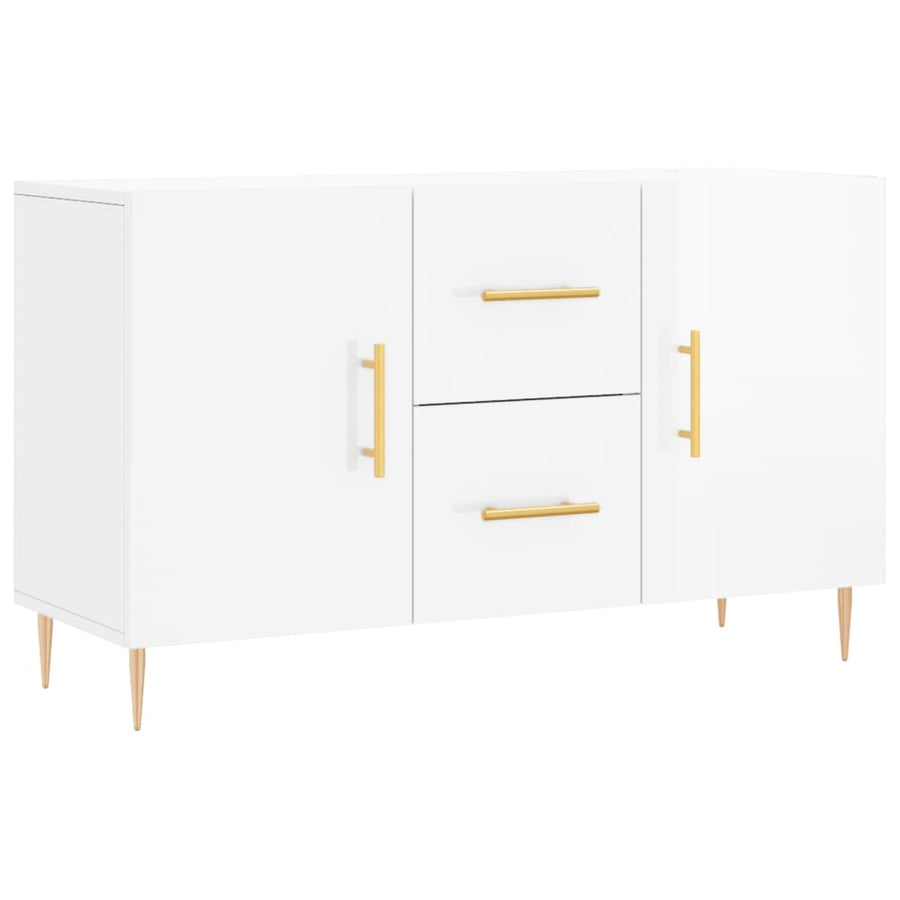 Dressoir 100X36X60 Cm Bewerkt Hout Hoogglans Wit