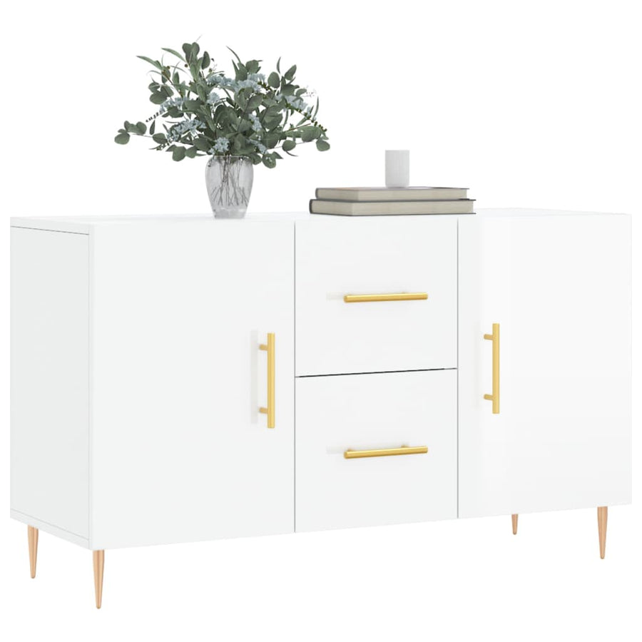 Dressoir 100X36X60 Cm Bewerkt Hout Hoogglans Wit